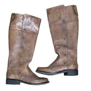Steve Madden Distressed Brown Leather Riding Style Boots Size 7 Zipper up back